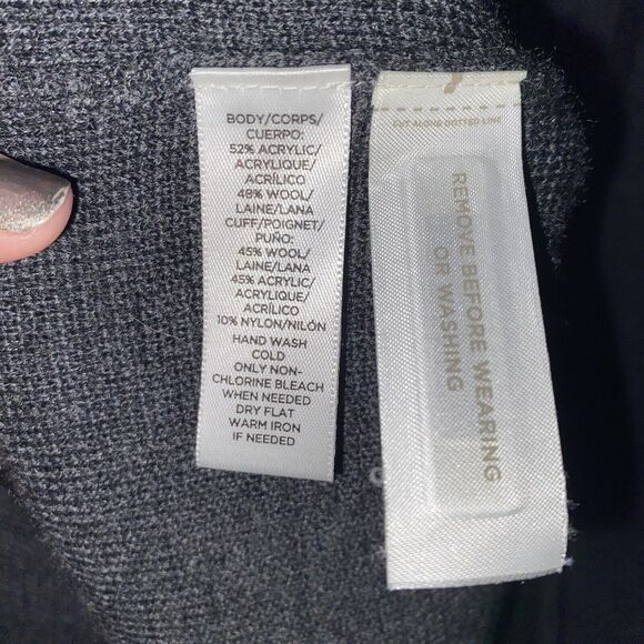 ANN TAYLOR Loft 48% Wool Black Classic Large Petite Blazer Clasp Work Attire - Picture 4 of 7